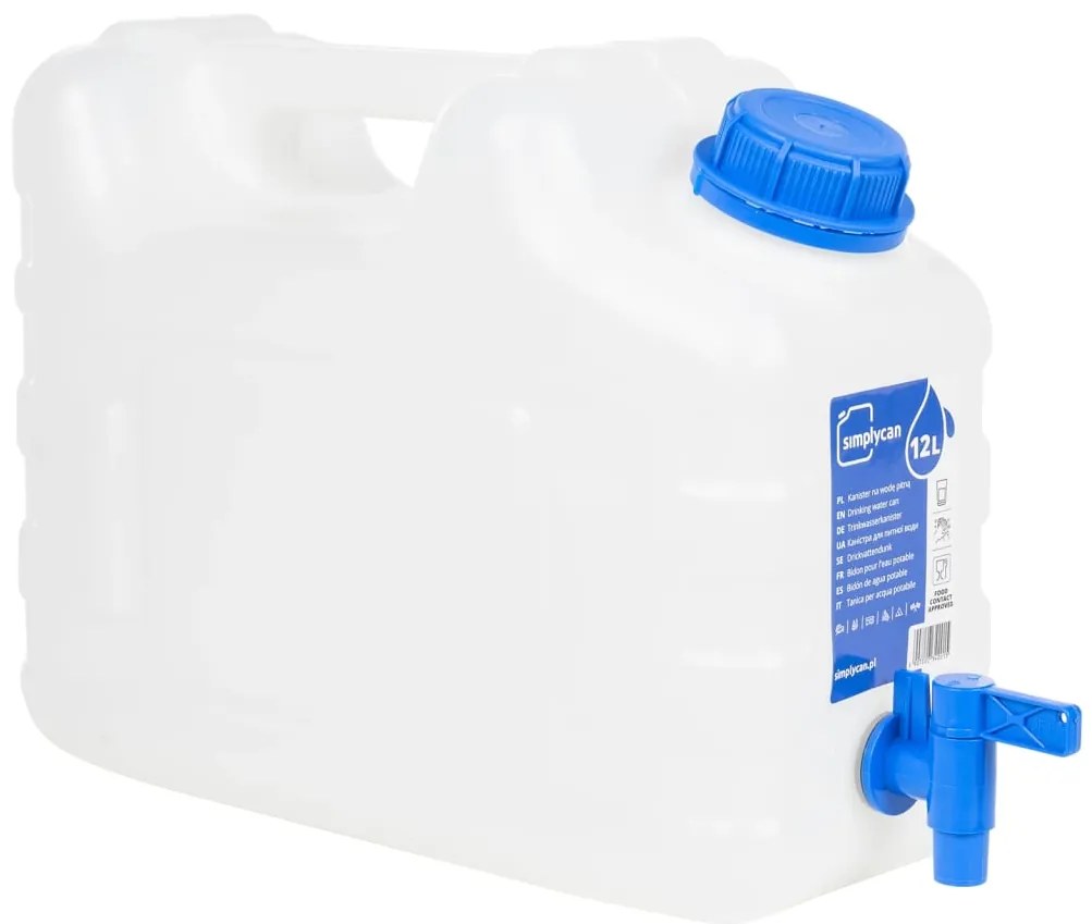 Recipiente de água com torneira transparente 10 L plástico