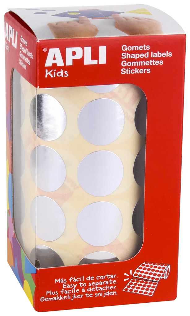 Rolo Autocolantes Redondo Prata 20MM