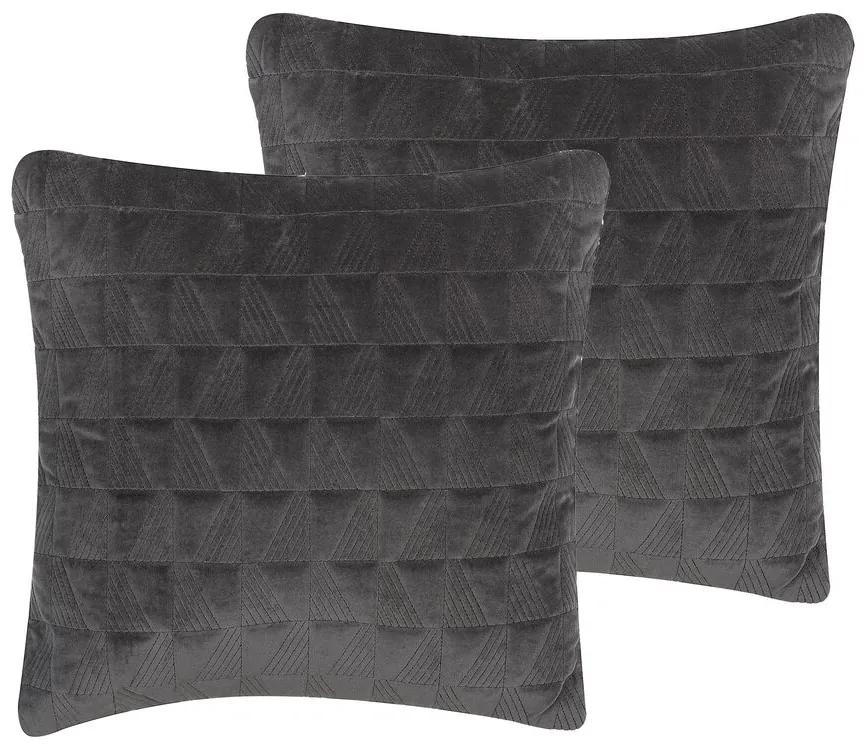 Cunjunto de 2 almofadas em algodão cinzento 45 x 45 cm LALAM Beliani