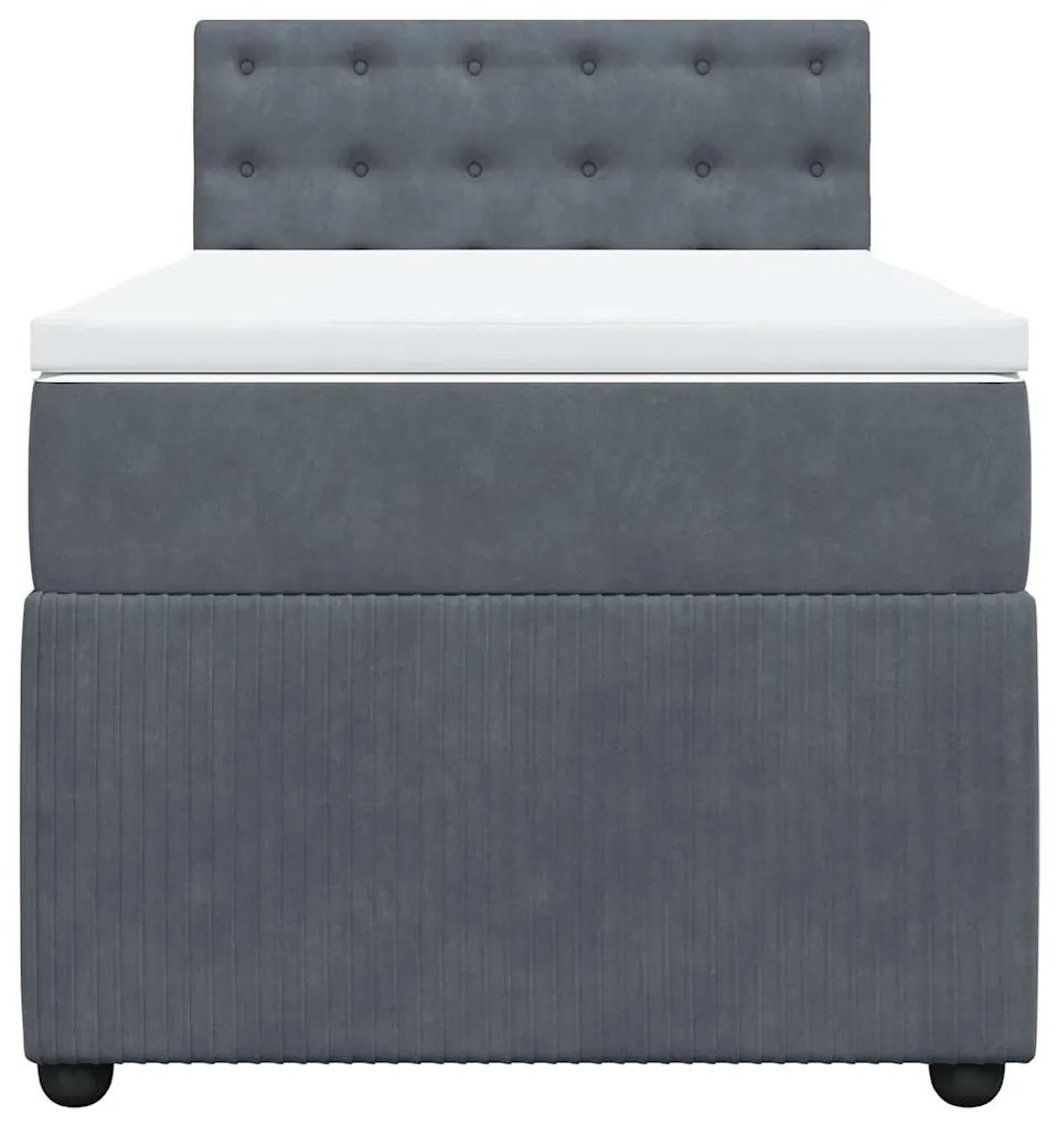 Cama com molas/colchão 100x200 cm veludo cinza-escuro