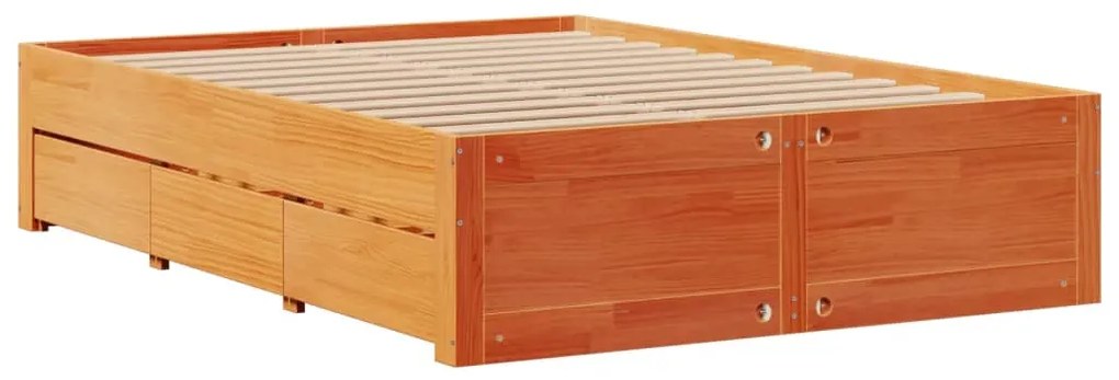 Cama com estante sem colchão 140x200 cm pinho maciço