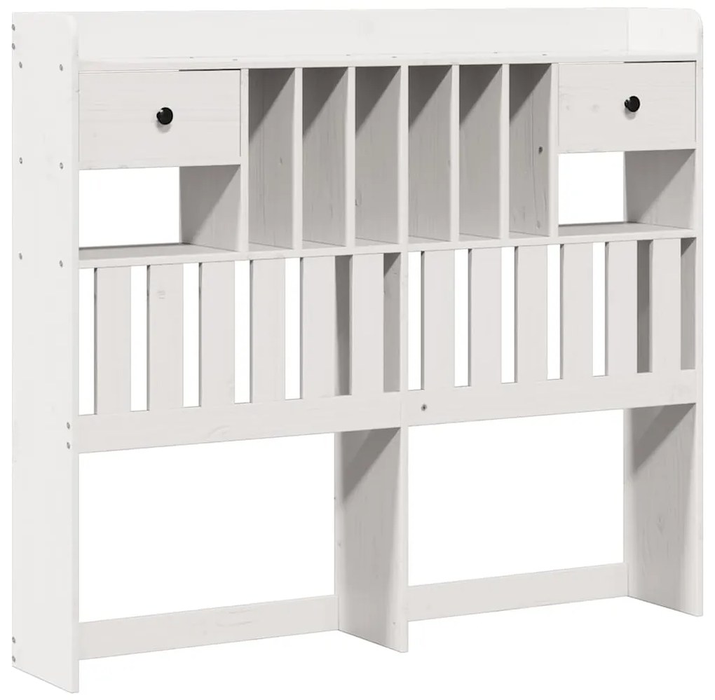 Cama com estante sem colchão 135x190 cm pinho maciço branco