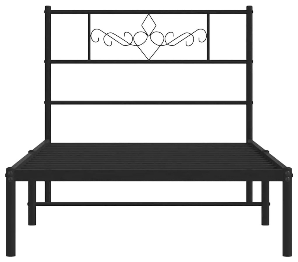 Estrutura de cama com cabeceira 100x190 cm metal preto