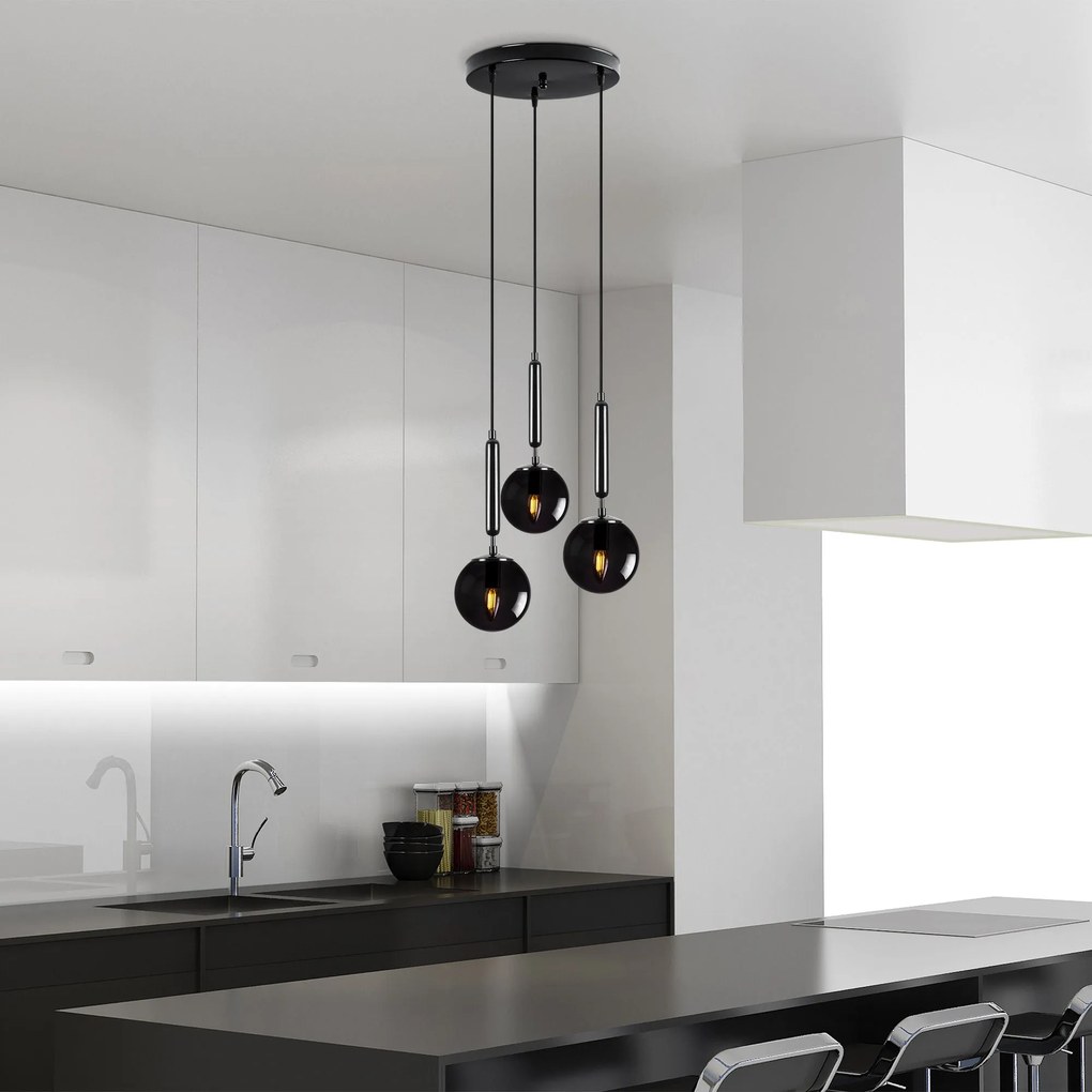 Candeeiro Suspenso King – Preto – 34 x 34 x 134 cm