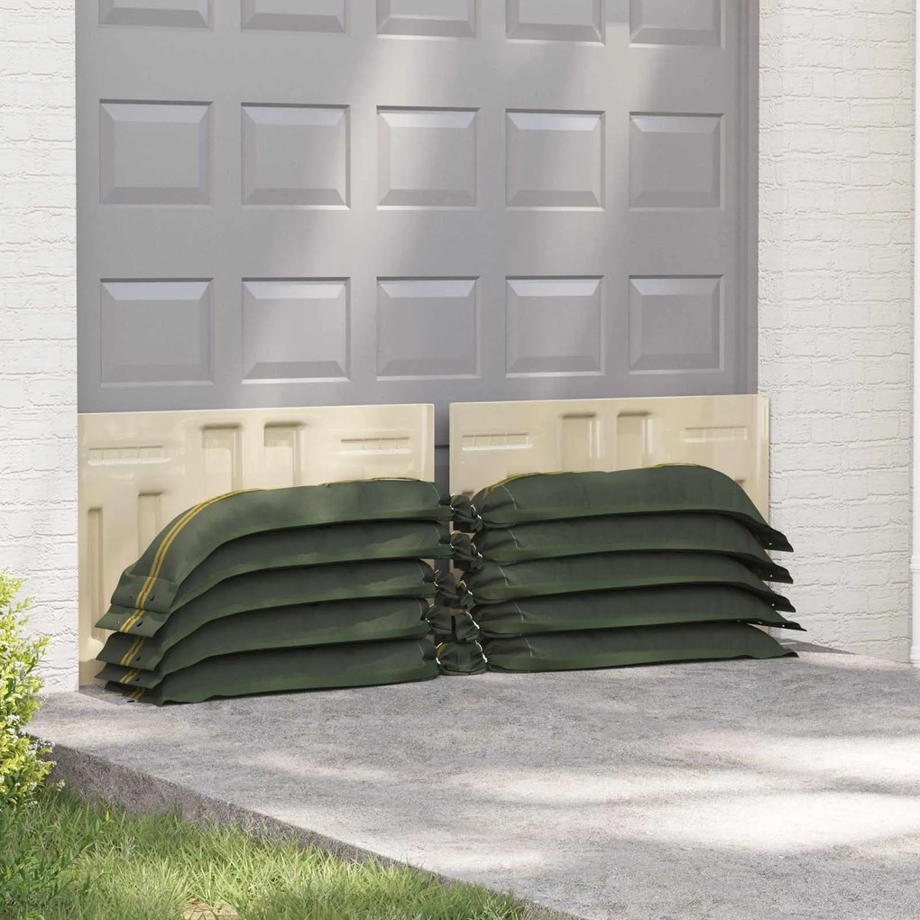 vidaXL Sacos de areia 10 pcs Verde 120 x 27 cm HDPE