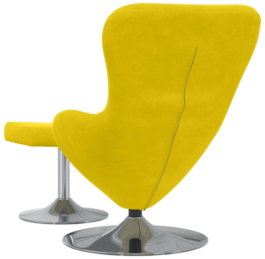 Poltrona Egg vidaXL com Puff Veludo Amarelo