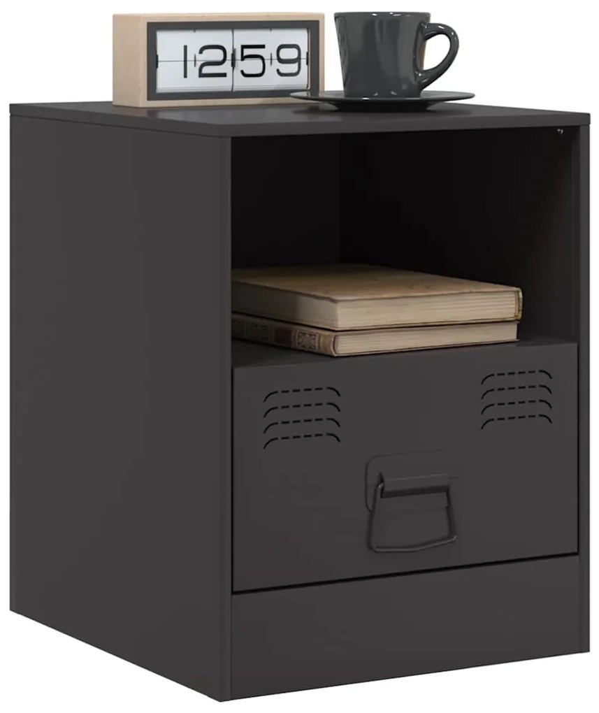 Mesas de cabeceira 2 pcs 34,5x39x44 cm aço preto