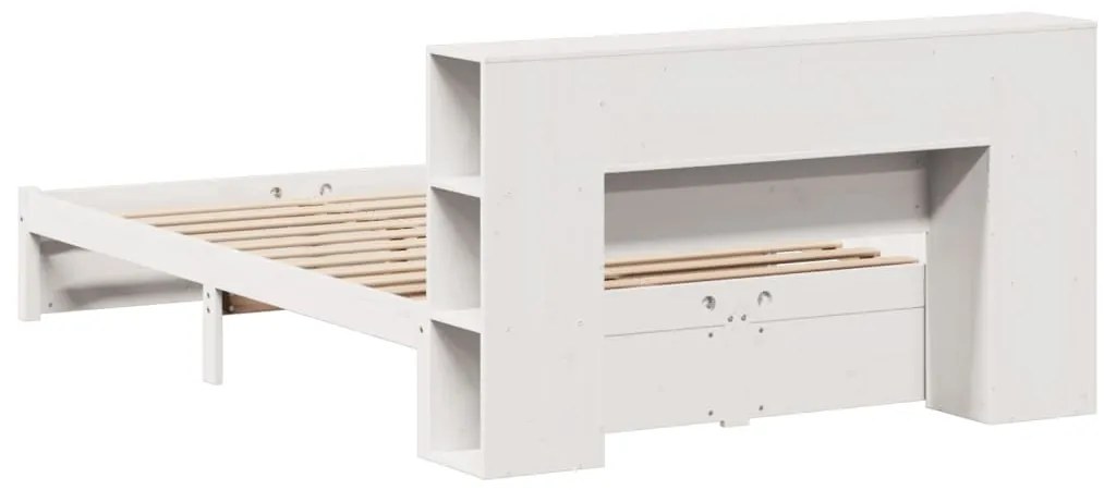 Cama com estante sem colchão 120x190 cm pinho maciço branco