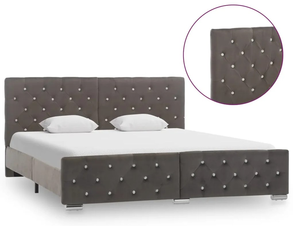 Estrutura de cama 160x200 cm veludo cinzento