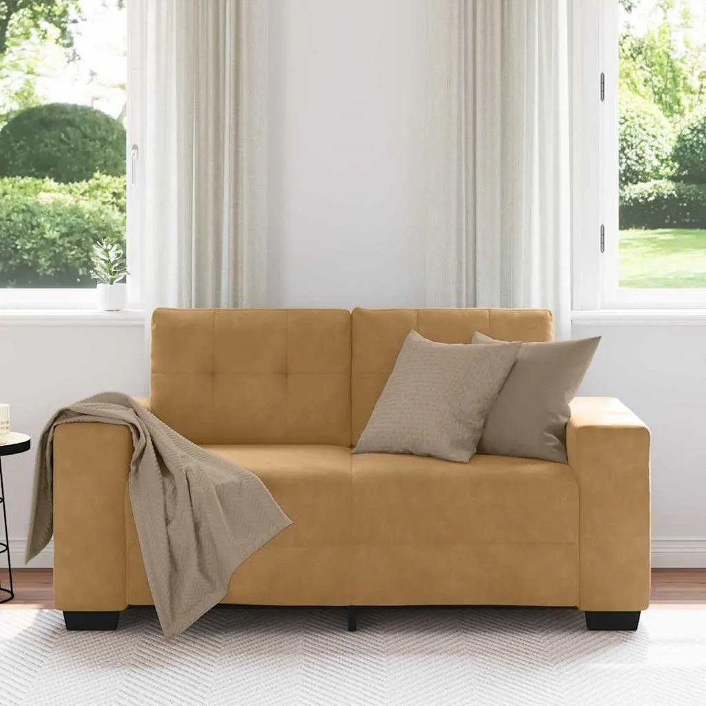 Sofá Loveseat vidaXL Castanho 120 cm em Veludo