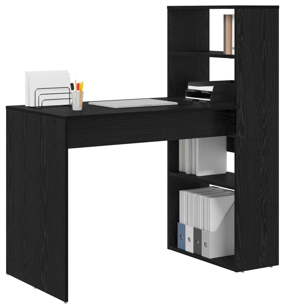 Secretária com Armazenagem Carvalho Preto 113x54x120 cm Madeira Deriva