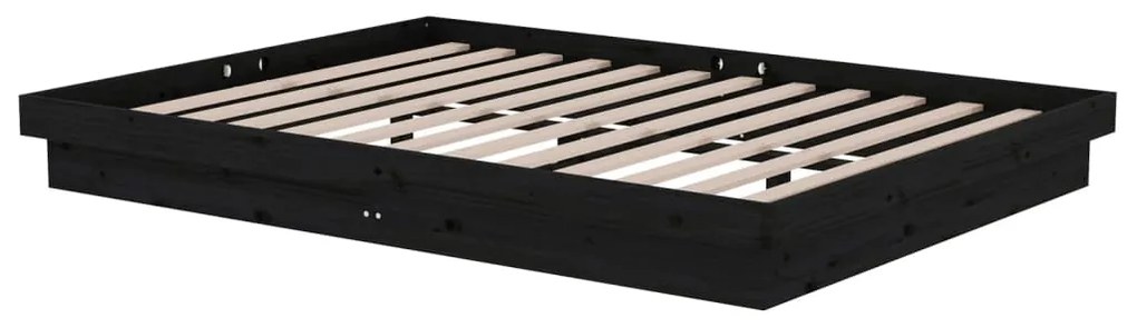 Estrutura de cama 140x190 cm madeira maciça preto