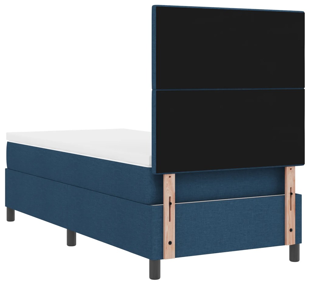 Cama com Box Spring com Colchão Azul 80x200 cm Tecido