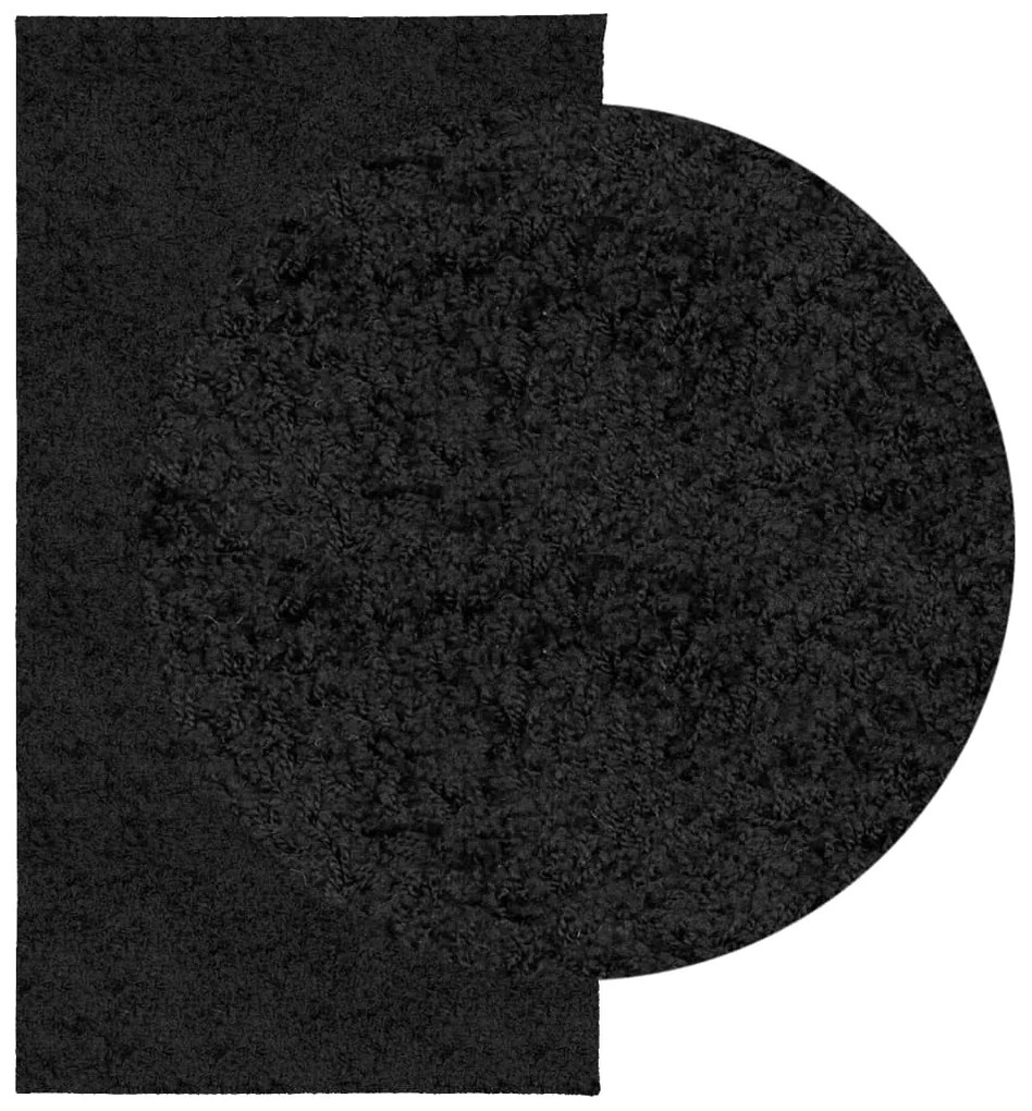 Tapete shaggy de pelo alto PAMPLONA 80x150 cm preto