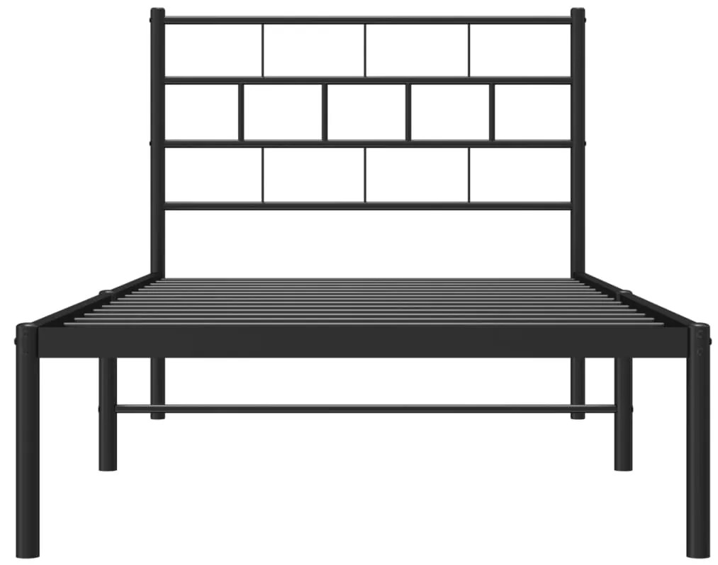 Estrutura de cama com cabeceira 90x200 cm metal preto