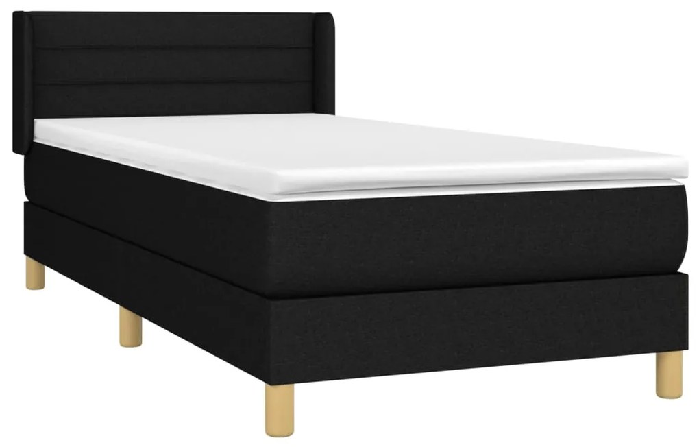 Cama com molas/colchão 90x190 cm tecido preto