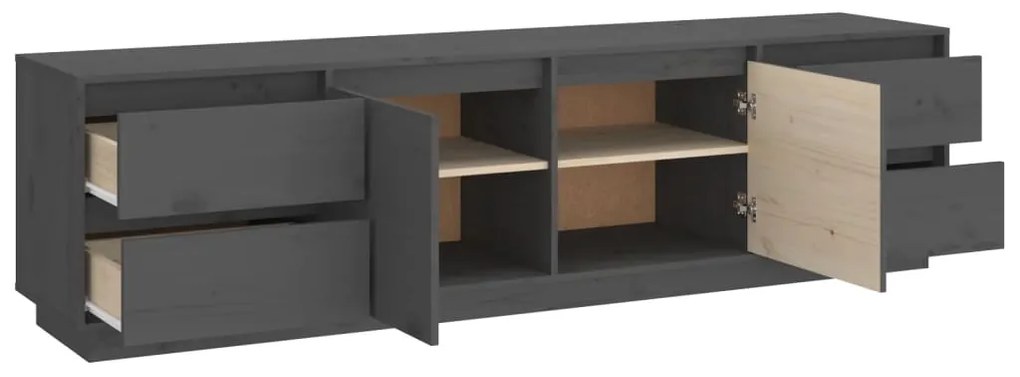 Móvel de TV 176x37x47,5 cm madeira de pinho maciça cinzento
