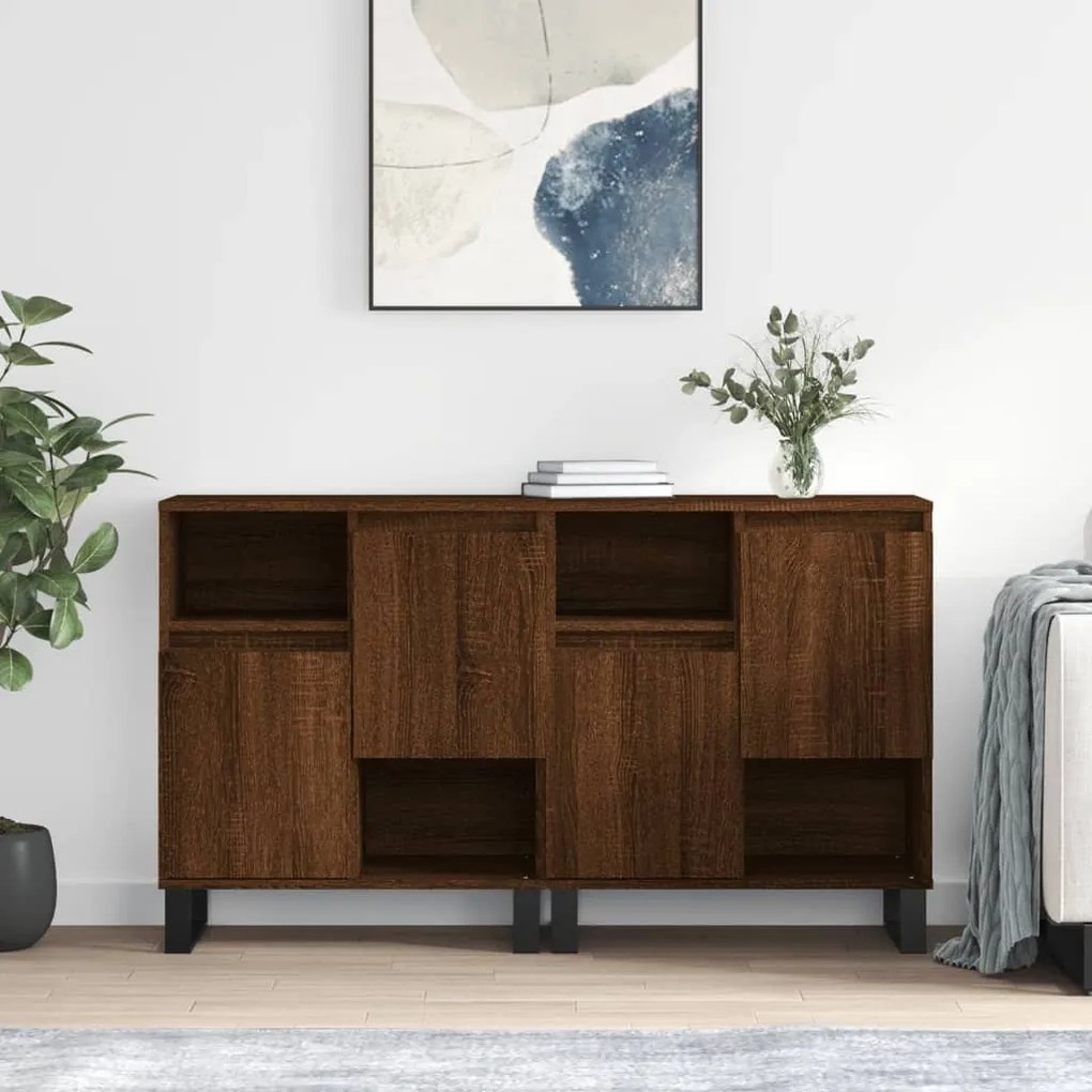 vidaXL Aparadores 2 pcs derivados de madeira carvalho castanho