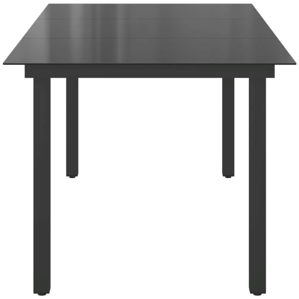Mesa de jardim em alumínio e vidro 190x90x74 cm preto