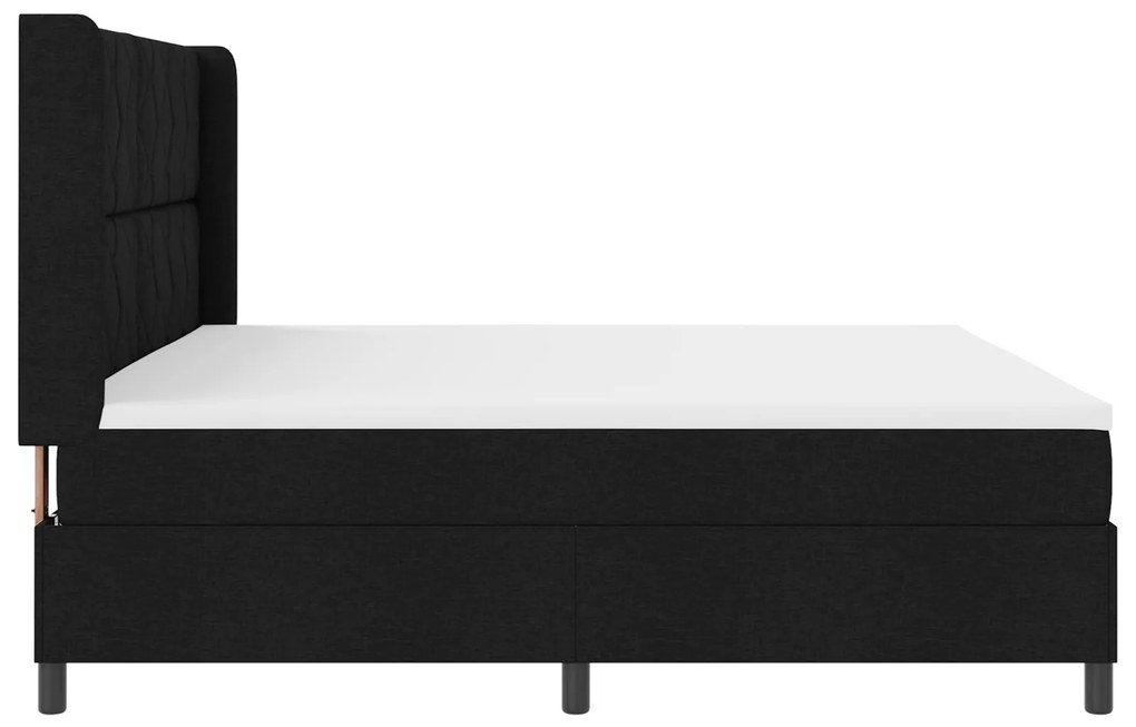 Cama Box Spring vidaXL com Colchão e LED Preta 200x200 cm Tecido