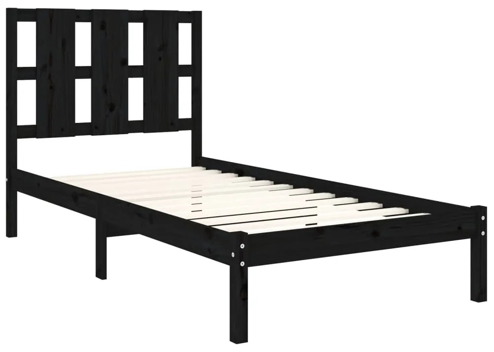 Estrutura de cama 100x200 cm pinho maciço preto