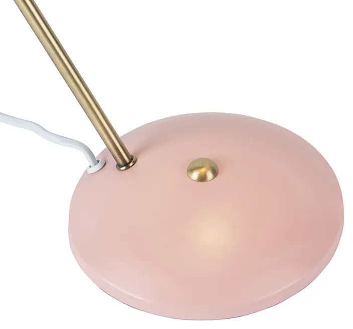 Candeeiro de mesa retro rosa com bronze - Milou Moderno