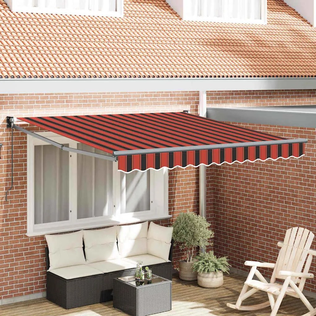 vidaXL Toldo Riscas Vermelho e preto 3,5 x 2,5 m Poliéster e metal