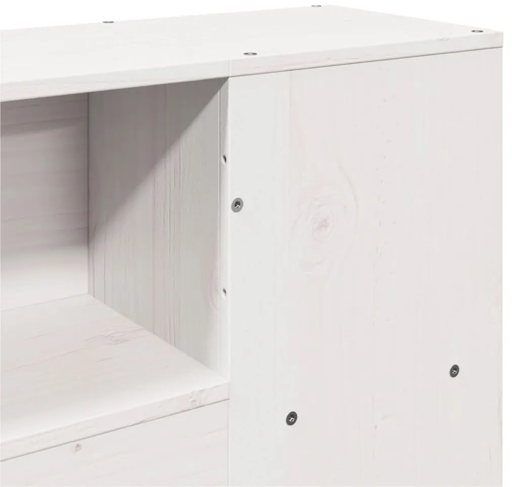 Cabeceira com arrumação 160 cm madeira de pinho maciça branco