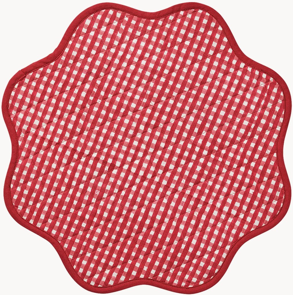 Individual de mesa redondo em xadrez Scallop