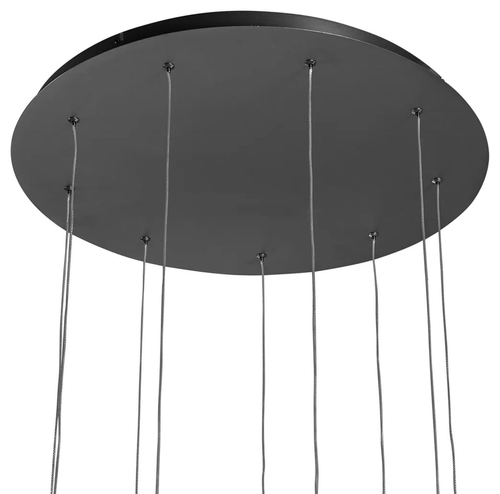 Candeeiro suspenso de design preto com 9 luzes LED regulável em 3 níveis - Vide Anella Moderno