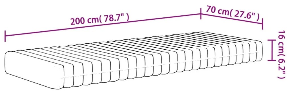 Colchão de espuma médio suave 70x200 cm