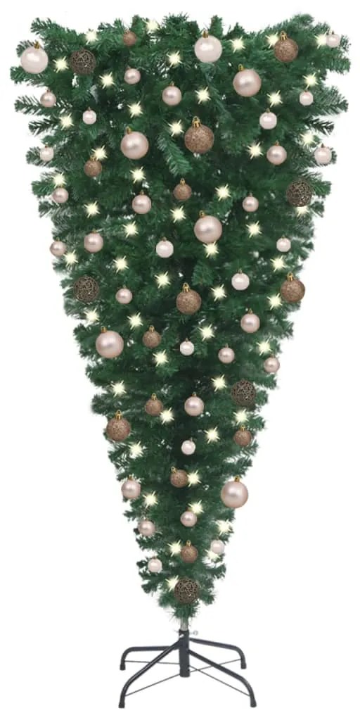 vidaXL Árvore de Natal artificial invertida com luzes LED/bolas 150 cm