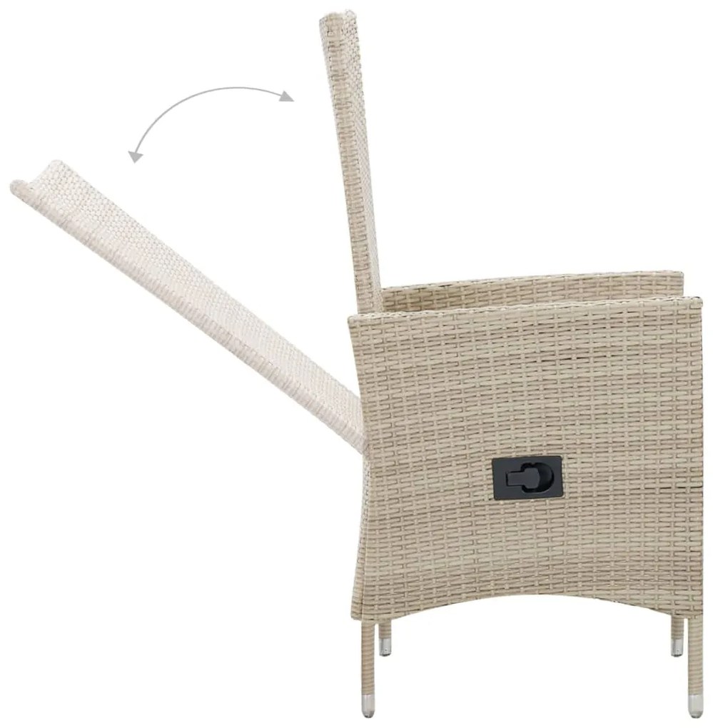 9 pcs conjunto jantar exterior com almofadões vime PE bege