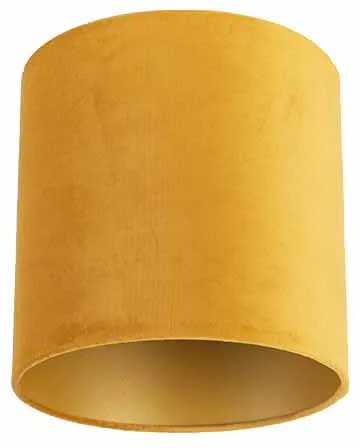Abajur de veludo amarelo 25/25/25 com interior dourado