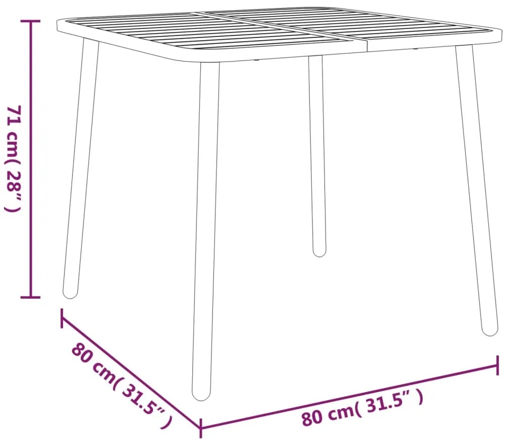 3 pcs conjunto de jantar para jardim aço antracite