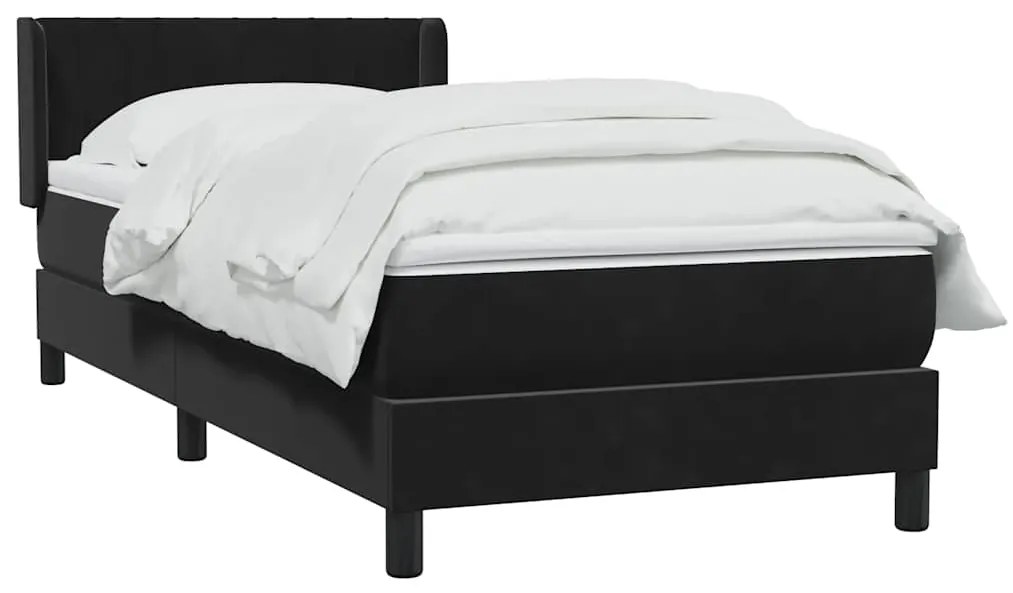 Cama com molas/colchão 80x220 cm veludo preto
