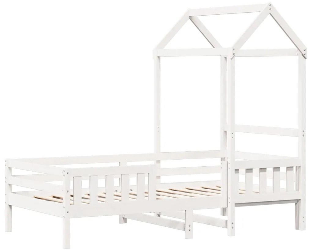 Estrutura de cama com telhado 90x190 cm pinho maciço branco