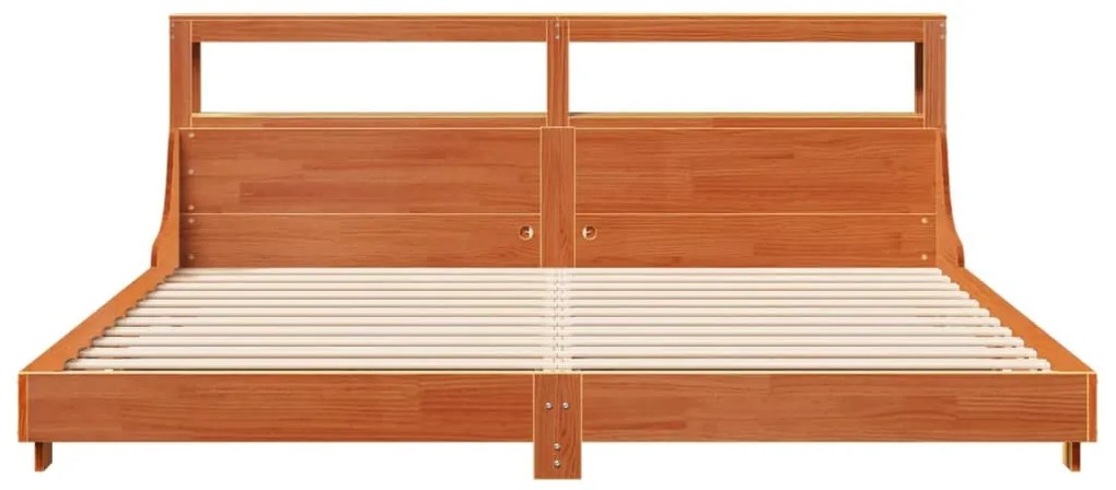 Cama sem colchão 200x200 cm pinho maciço castanho-mel