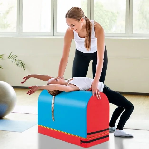 Colchão de Treinos Ginastica 90 x 40 x 60 cm para treino com cavalo de salto e a ponte Desmontável Alça de Transporte Azul Claro