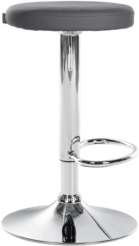 Banco de bar Ponte em couro sintético e com estrutura cromada 38,5 x 60-81 x 38,5 cm Cinzento