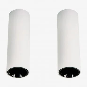 Pack De 2 Apliques De Teto Led De Superfície Redondos Ø7,2 Cm Em Alumínio Luisiana Branco - Preto & Branco 3000k & 23º & 11 W - Sklum