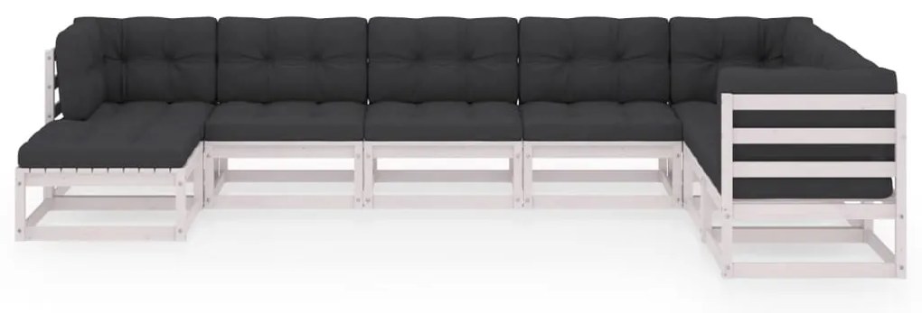 8 pcs conjunto lounge de jardim c/ almofadões pinho maciço