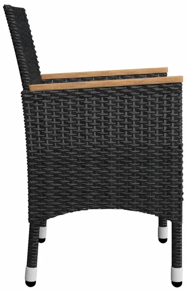 5 pcs conjunto de jantar p/ jardim c/ almofadões preto