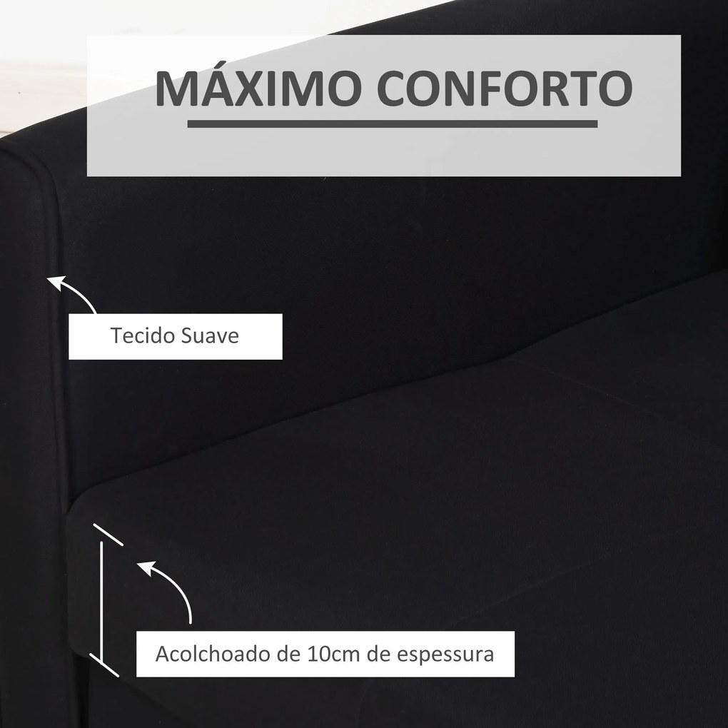 Sofá Cama de 2 Lugares Estofado em Algodão com 2 Almofadas Apoio para os Braços e Armazenamento 152x101x81cm Cinza Carvão