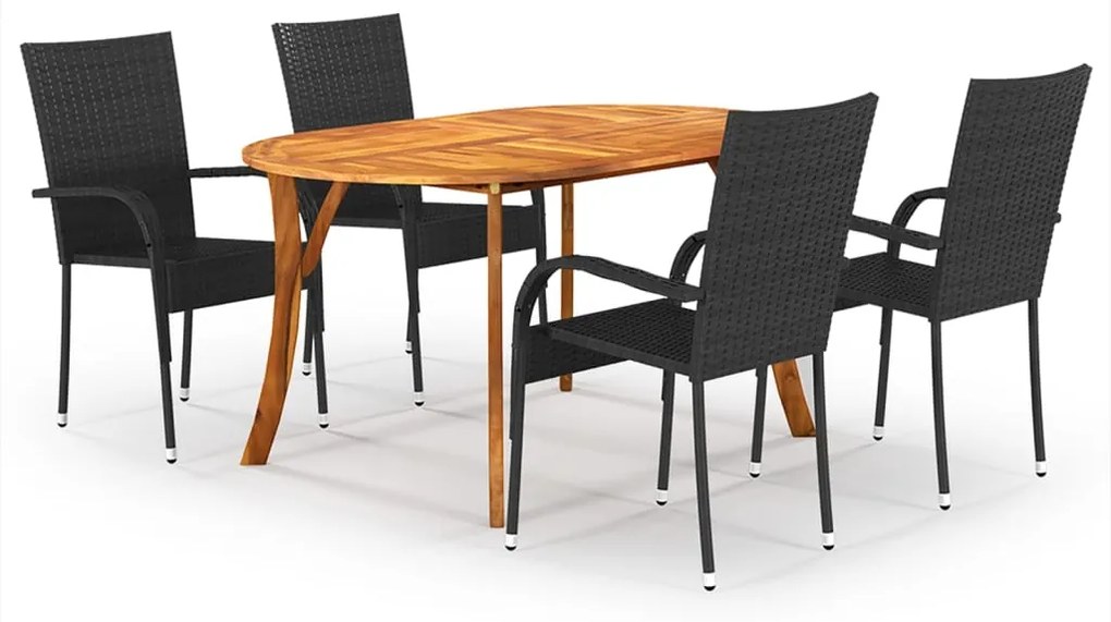 vidaXL 5 pcs conjunto de jantar para jardim preto