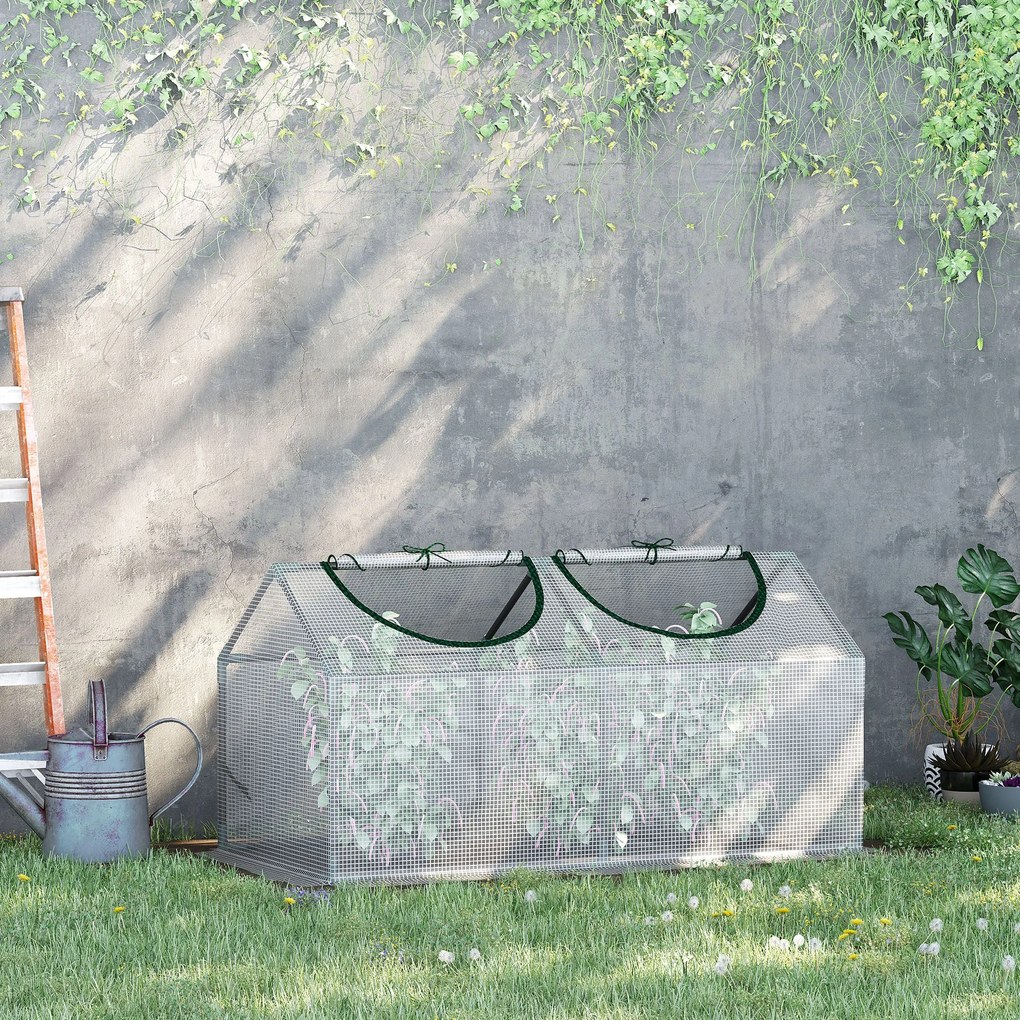 Estufa 119x60x60cm Estufa de Jardim com 2 Janelas Enroláveis para Cult