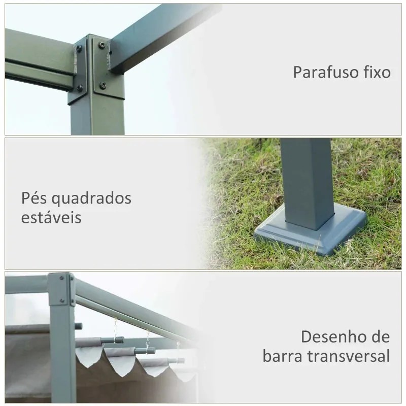 Pérgola com Toldo Retrátil - 3x2m