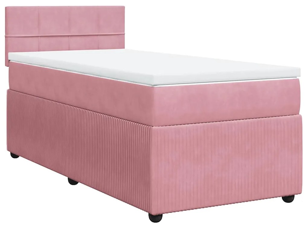 Cama com molas/colchão 90x190 cm veludo rosa