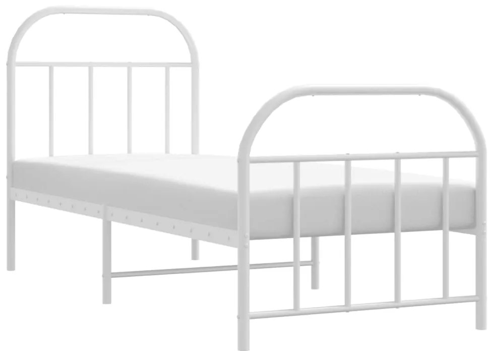 Estrutura de cama com cabeceira e pés 75x190 cm metal branco