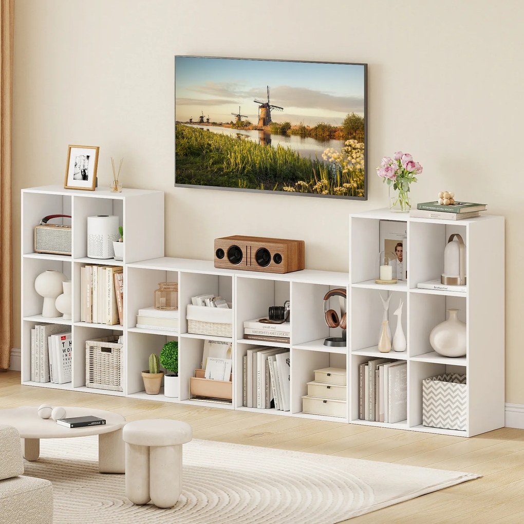 Estante Organizadora de Cubos, 60 x 30 x 60 cm, 4 Compartimentos, Branco